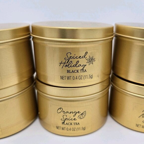 Modern Gourmet Sampler 6 Tea Set Loose Leaf Tea 2 Mugs Infuser Gold Gift Set - Picture 6 of 10